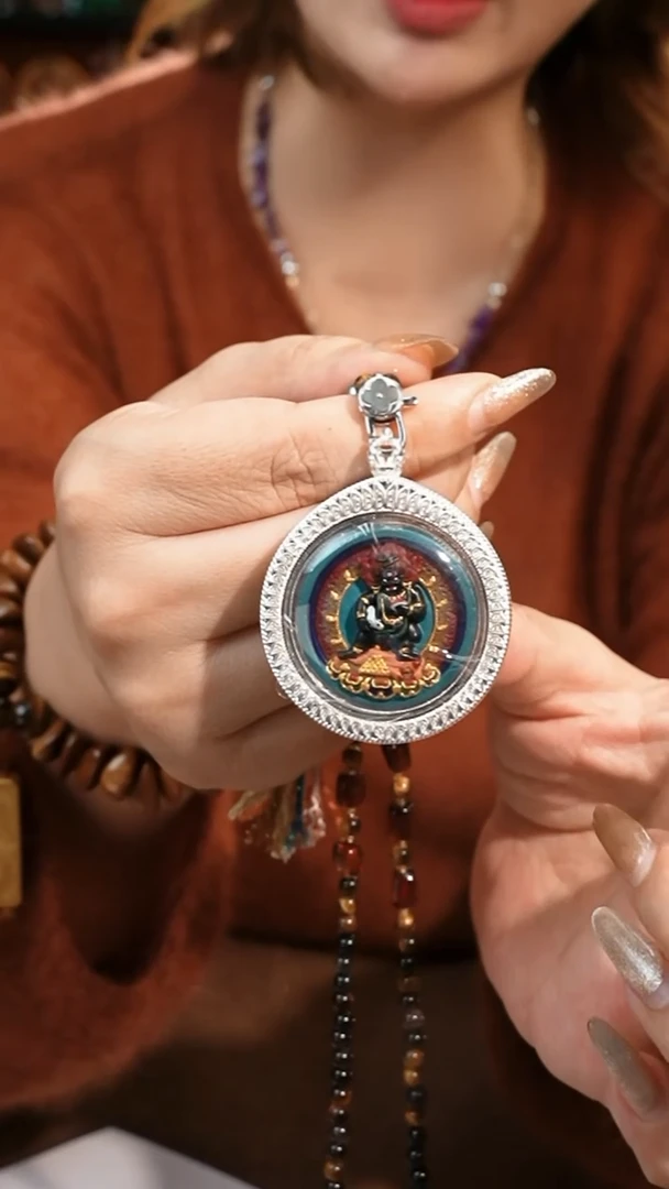 足银珐琅非金属无黄财黑财双面项链