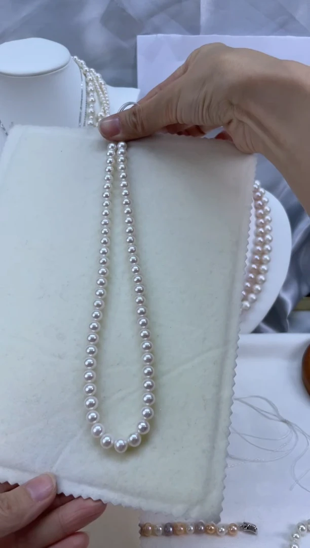 【闪购商品】淡水珍珠颈饰银S925镶嵌淡水无核6.3-7.3 实卡