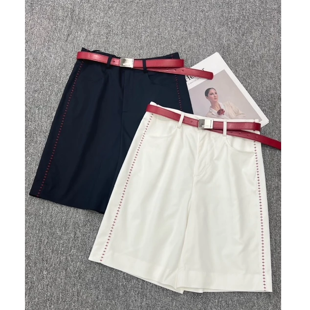 90072 短裤薄款高腰中腰朋克风夏季休闲风五分裤直筒裤刺绣