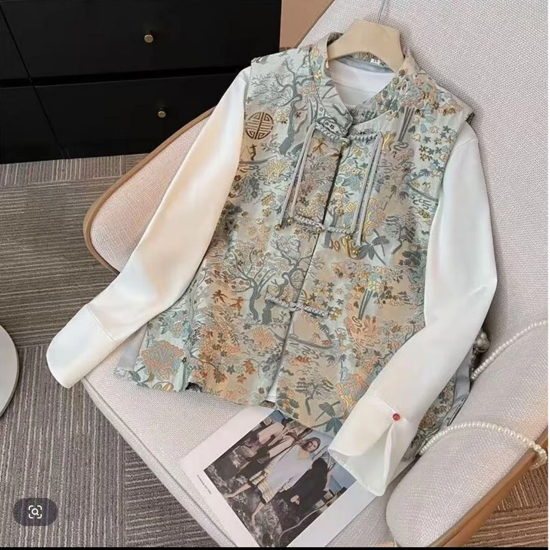 （发财树）2025春季气质时尚中式国风马甲刺绣马甲流苏百搭马夹