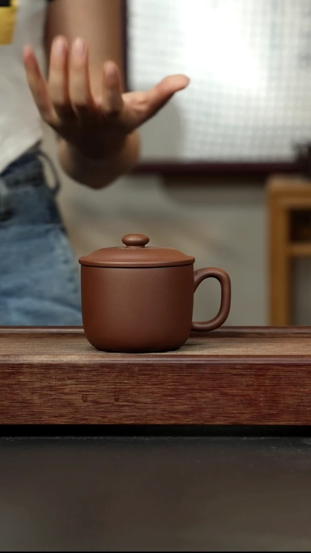 紫砂茶杯手工盖杯