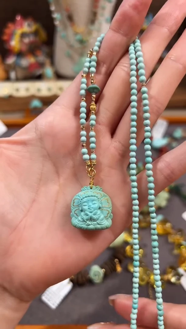 18K金镶嵌绿松石颈饰绿松石项链