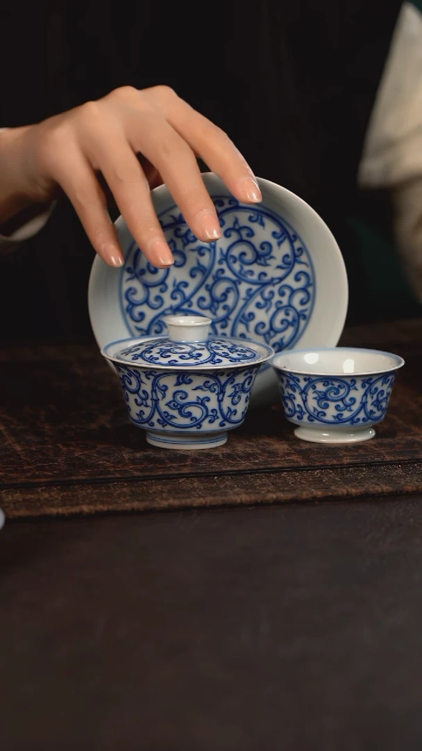 【闪购商品】杯聚澜堂仿明缠枝莲三件套
