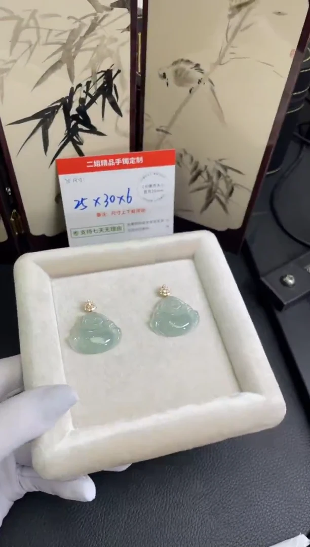 18K金镶嵌挂件翡翠高货佛公FL12多样性发其一CP配绳