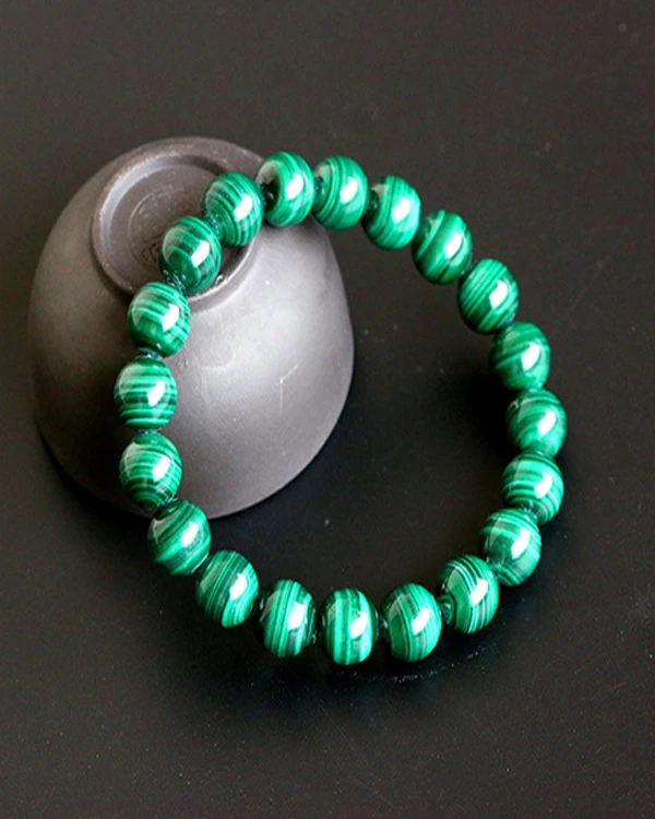 天然水晶手串 孔雀石手串