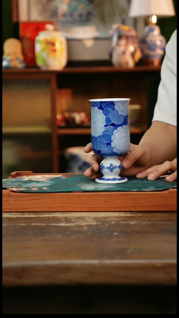 杯景德镇纯手工釉下彩精品茶具水杯