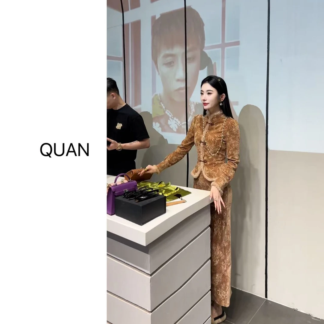 1现货【春庭雪】新中式兔毛气质显瘦设计师修身重工国风套装