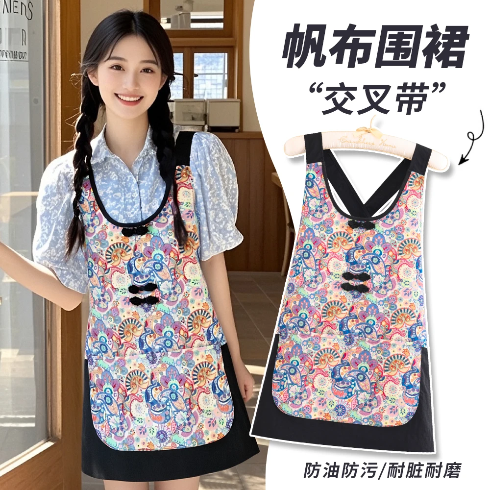 爆款成人防油帆布耐穿围裙厨房做饭干活罩衣可外穿家用上班工作服