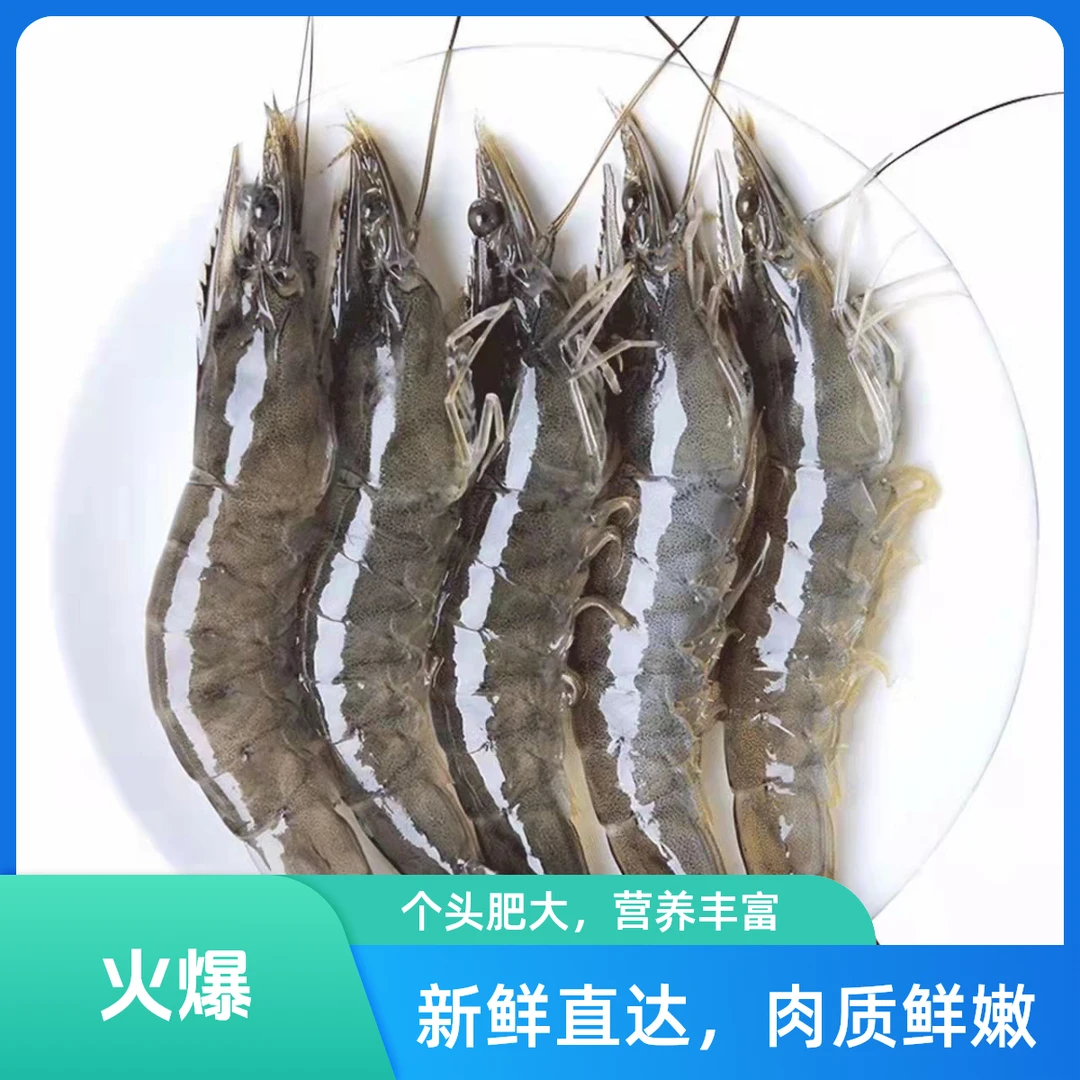30-40大虾4斤海水大虾发货三斤送一斤试吃13-16cm左右 活虾急冻锁鲜到手60-70只左右 顺丰冷链发货精品