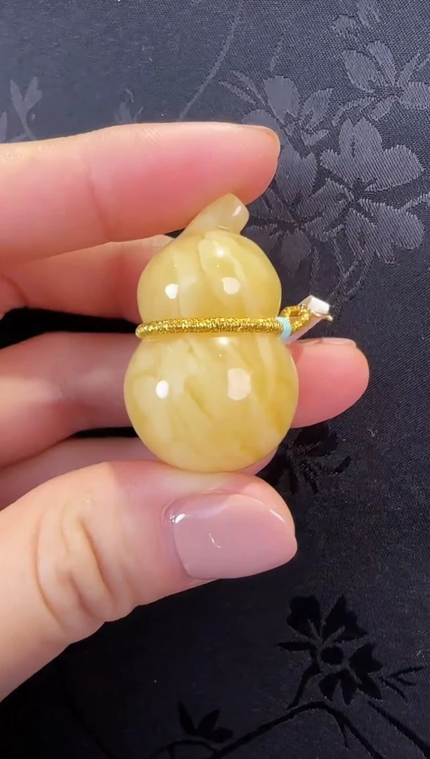 蜜蜡颈饰18K金镶嵌葫芦