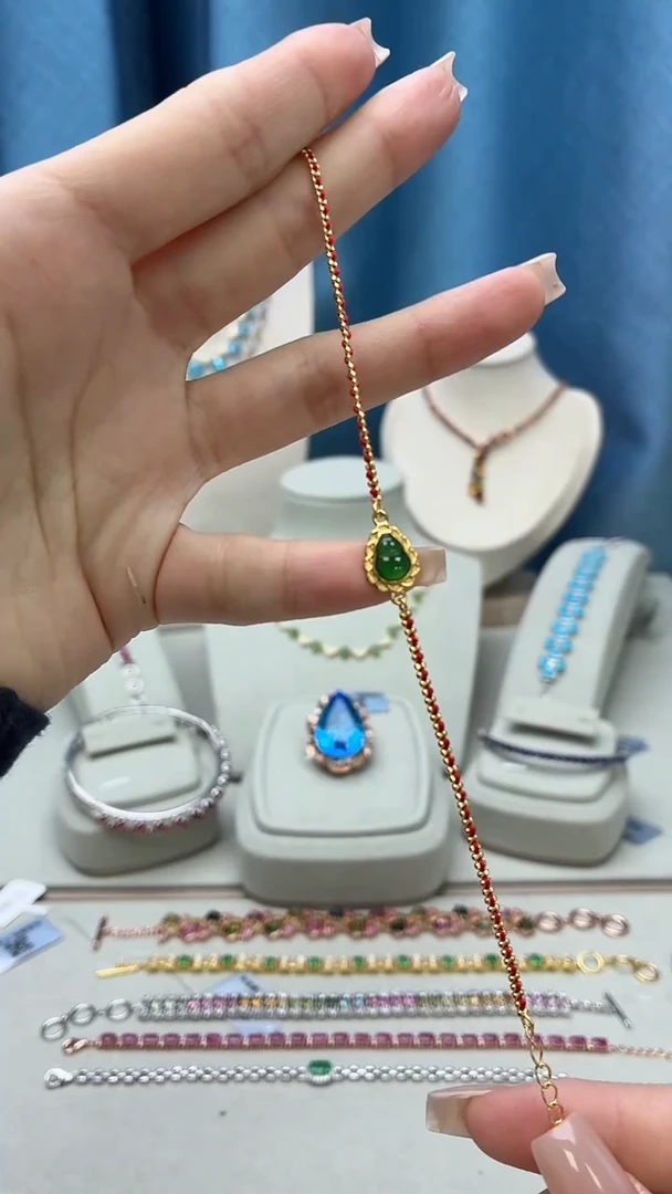 银S925镶嵌手链翡翠010BJ0105产品一个（多样性）