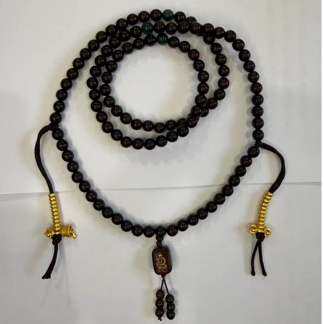 【西藏包邮】塔像藏式黑圆珠吊坠挂绳佛珠挂件