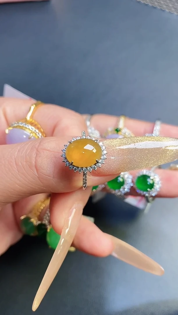 银S925镶嵌戒指翡翠天然