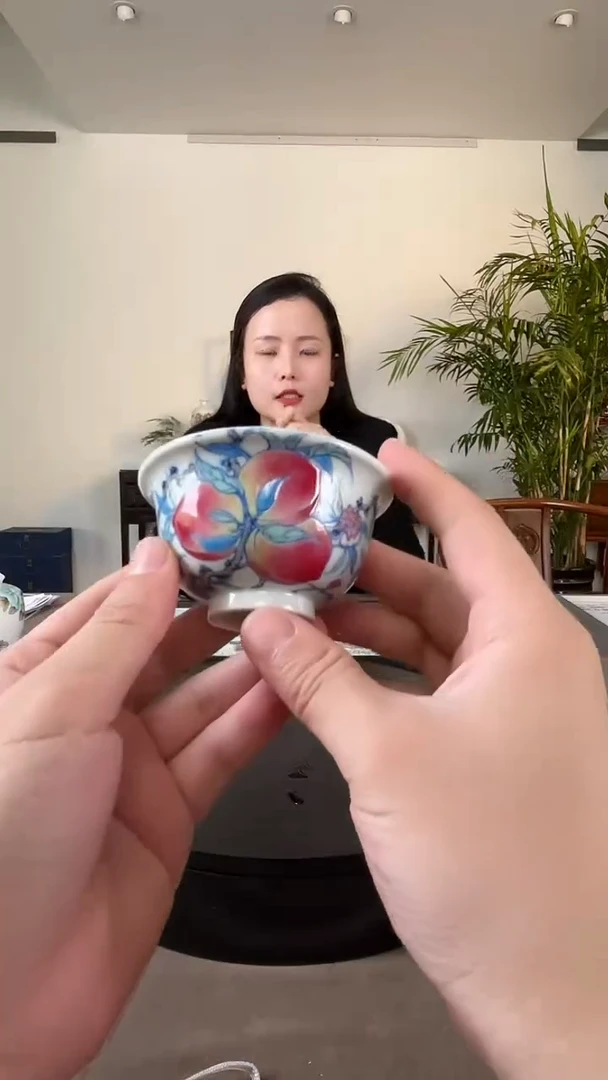 杯子陶瓷九石堂斗彩《五桃》主人杯