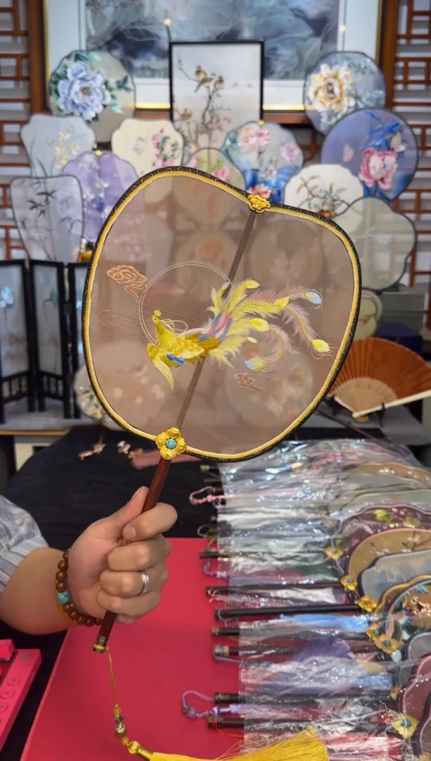 扇子纯手工苏绣团扇 买一送一