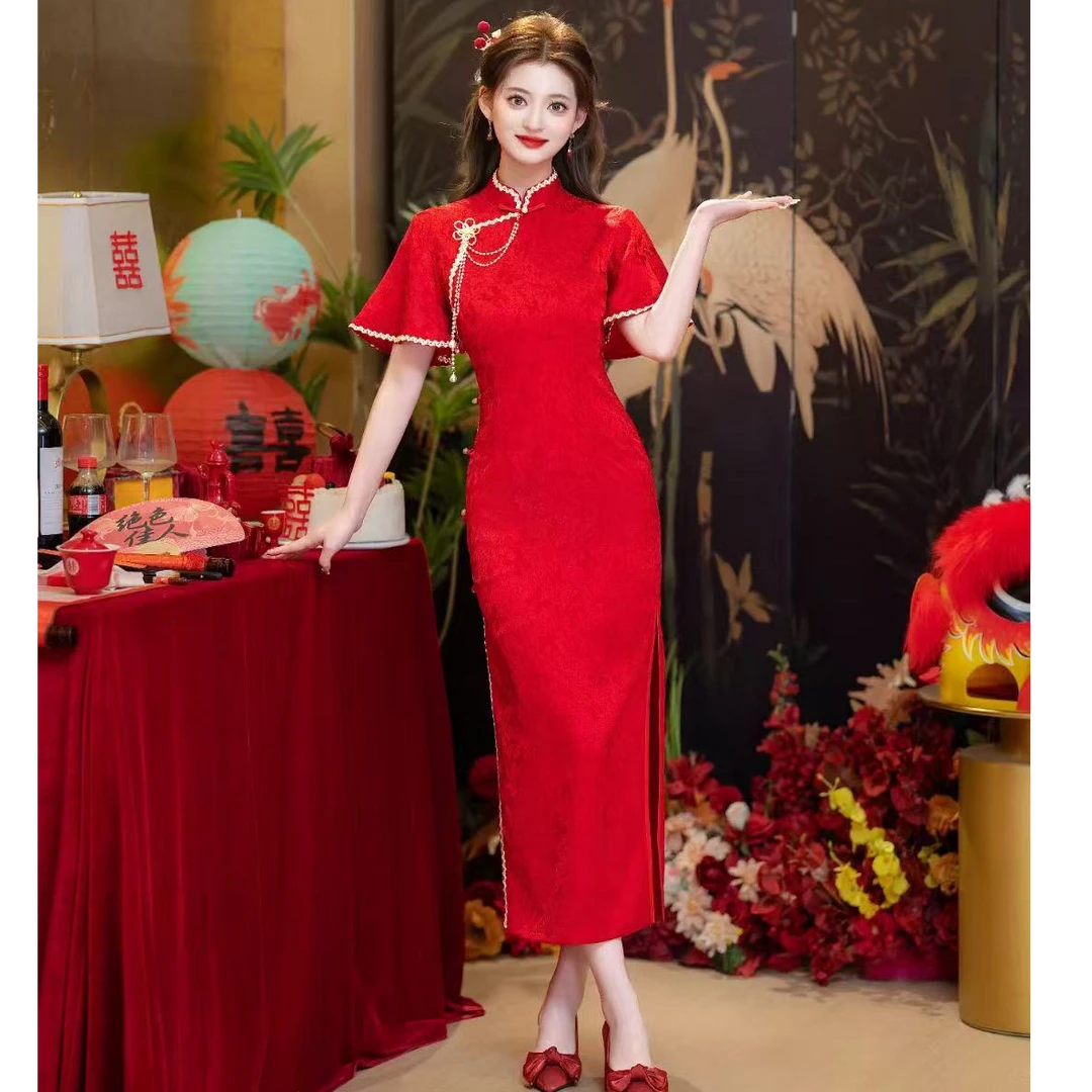 苏故里【今生今世】新娘子秋冬款传统款小个子旗袍女款新中式旗袍
