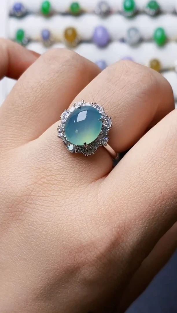 银S925镶嵌戒指翡翠0086