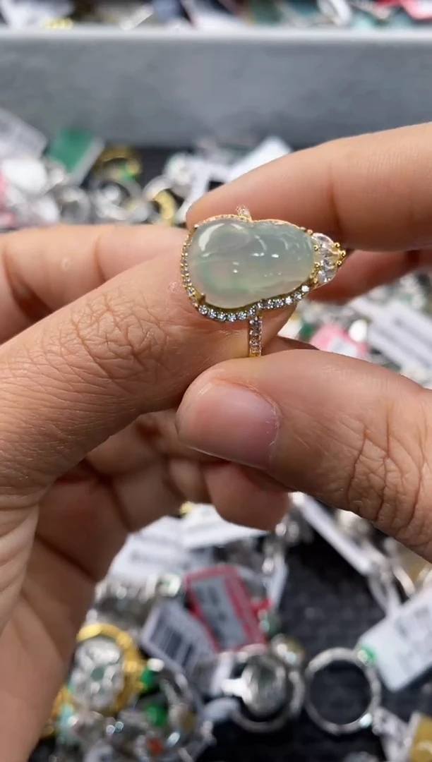 银S925镶嵌戒指翡翠 222       1