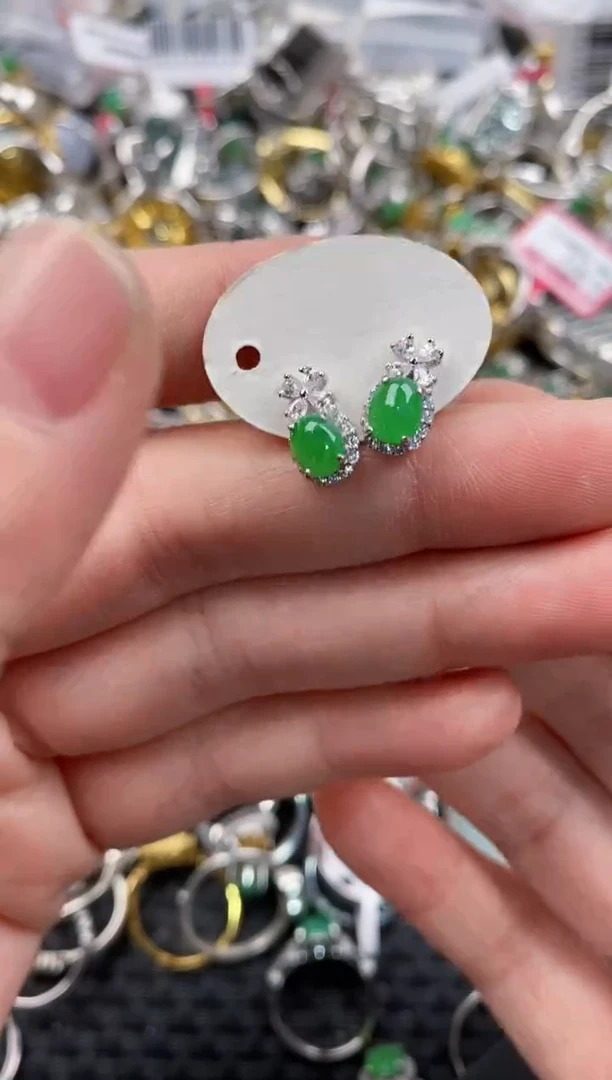 银S925镶嵌戒指翡翠555  2