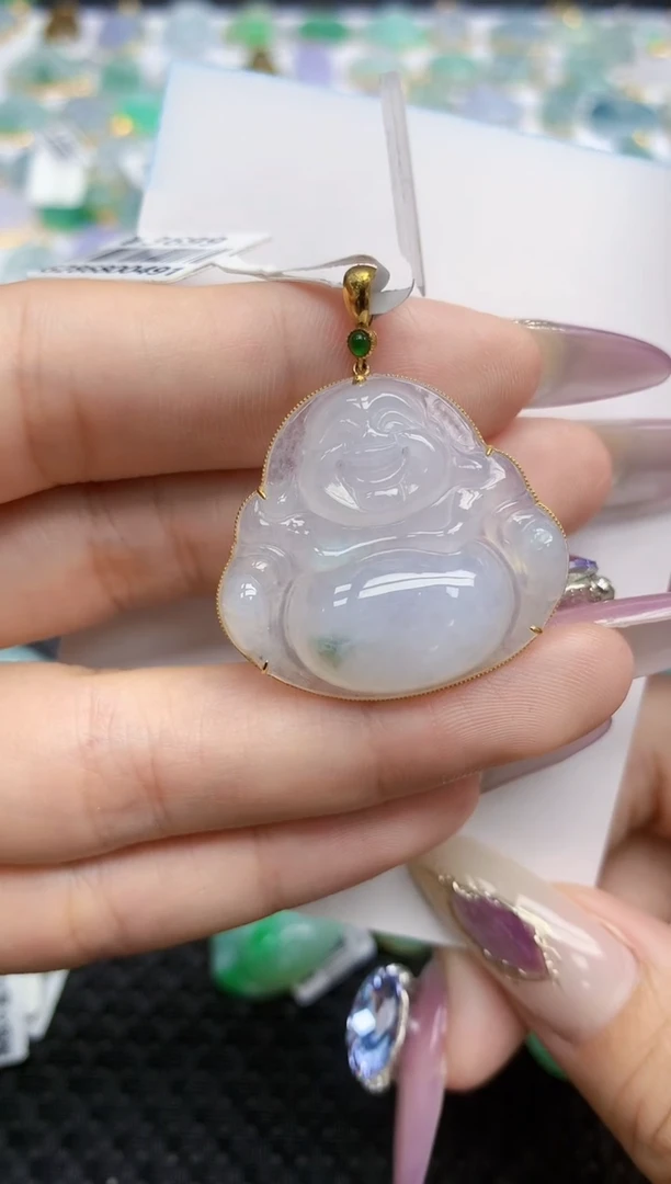 翡翠挂件18K金镶嵌91   天然翡翠A货