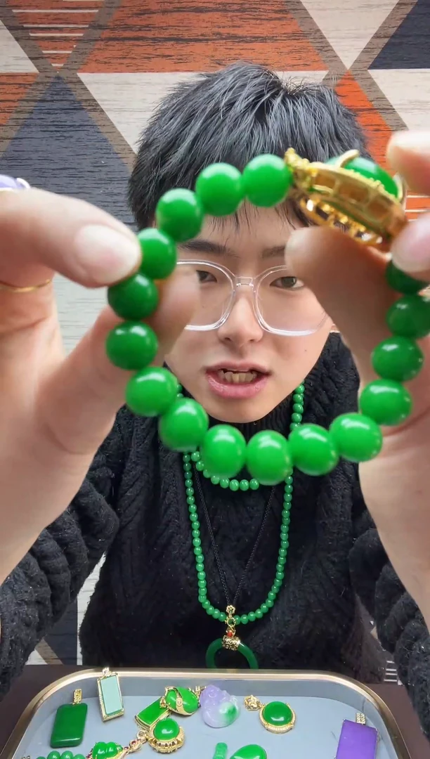 【闪购商品】翡翠手链14K金镶嵌016翡翠高定手链