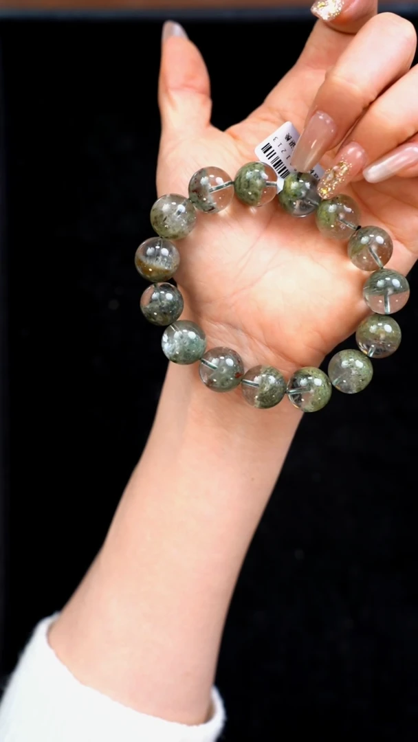 【闪购商品】水晶手链未镶嵌g393 绿幽灵手链14mm+