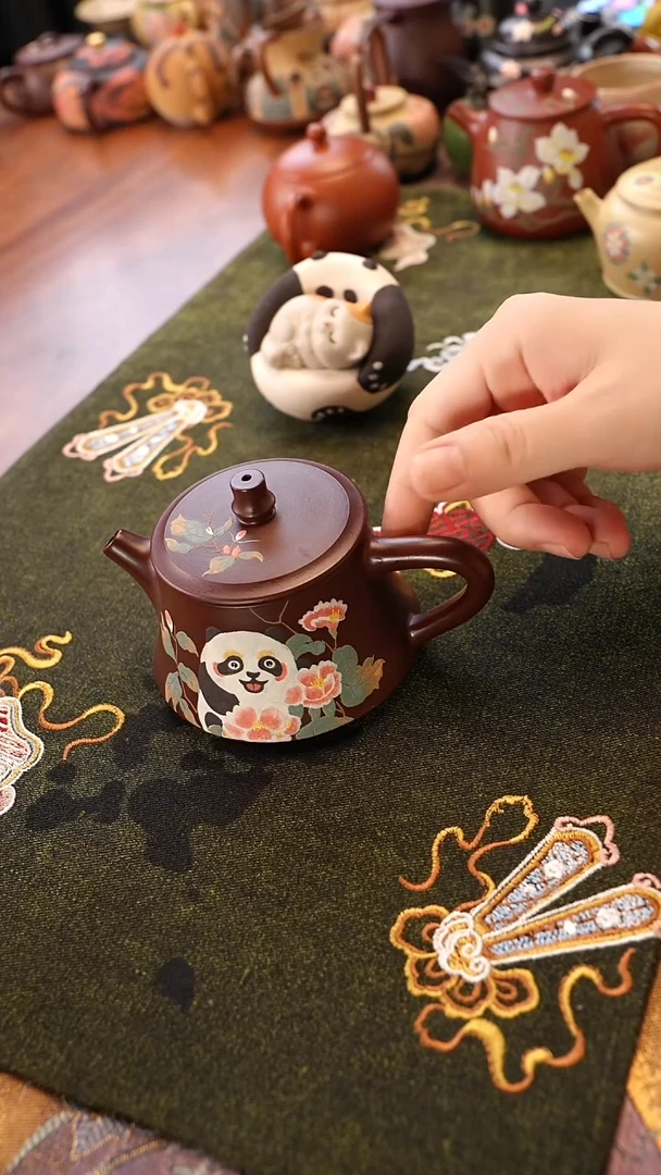 茶壶紫砂熊猫柱础