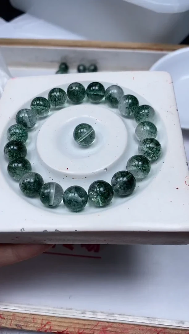 水晶珠宝半成品未镶嵌A481 绿幽灵10mm5个9.9元