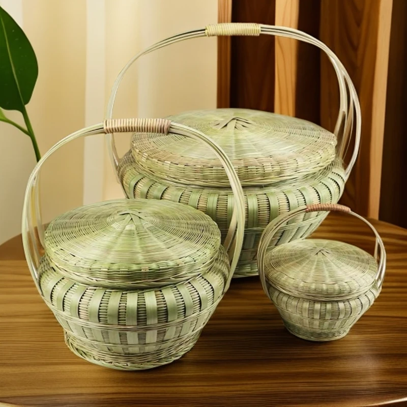 纯手工精编带盖手提篮（茶叶/水果/鸡蛋/饭篮）