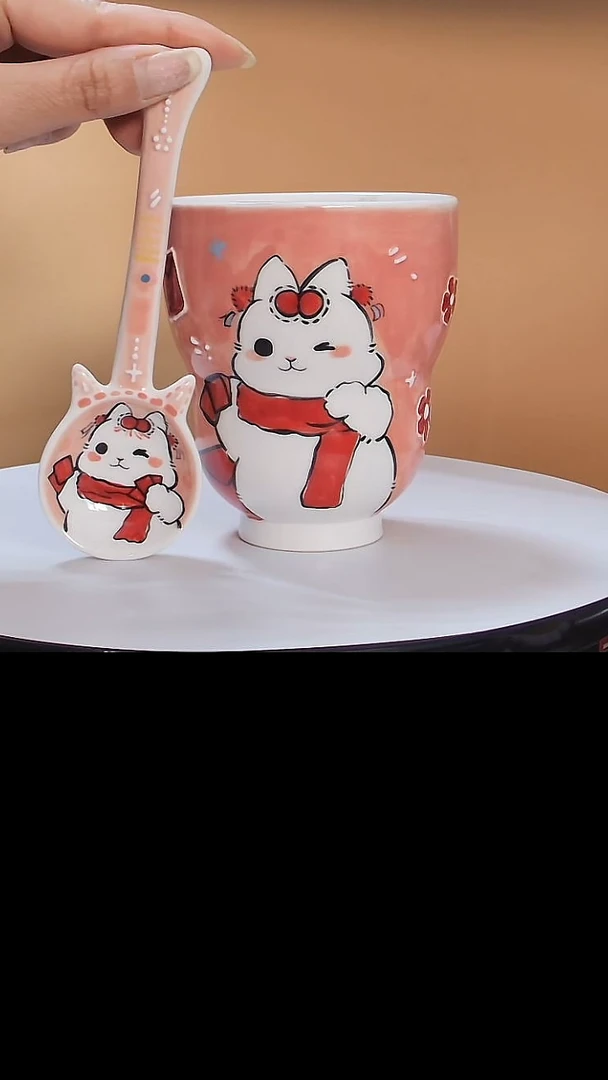 【闪购商品】陶瓷组合兔子杯+勺