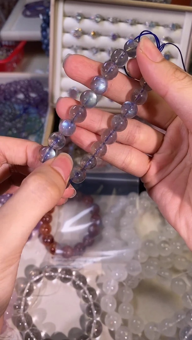 水晶手串未镶嵌5彩月灰月光9MM