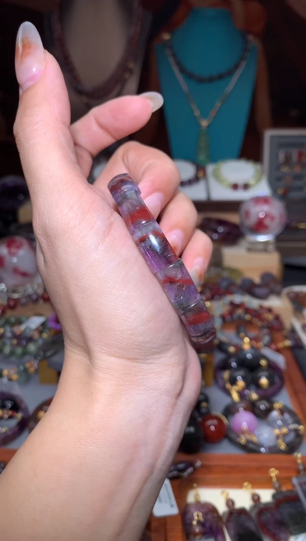 未镶嵌珠宝半成品水晶极光红腰带镯牌多样性发其1