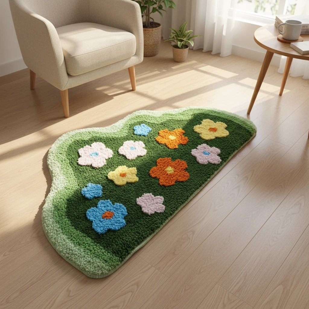 家用植绒柔软吸水防滑地毯可用于浴室卧室床边及进门门口脚垫