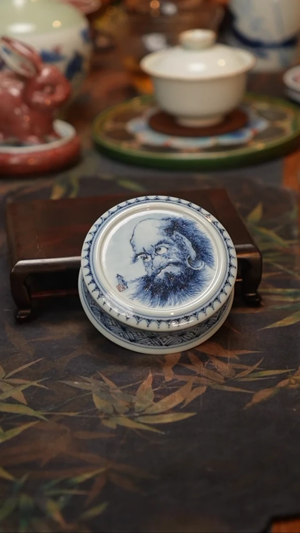 胤*康亭守艺-达摩禅图-盖置