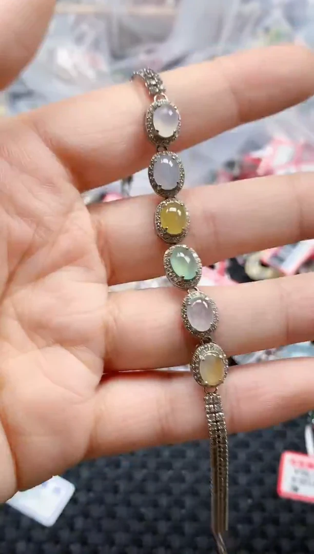 银S925镶嵌戒指翡翠天然A货缅甸翡翠