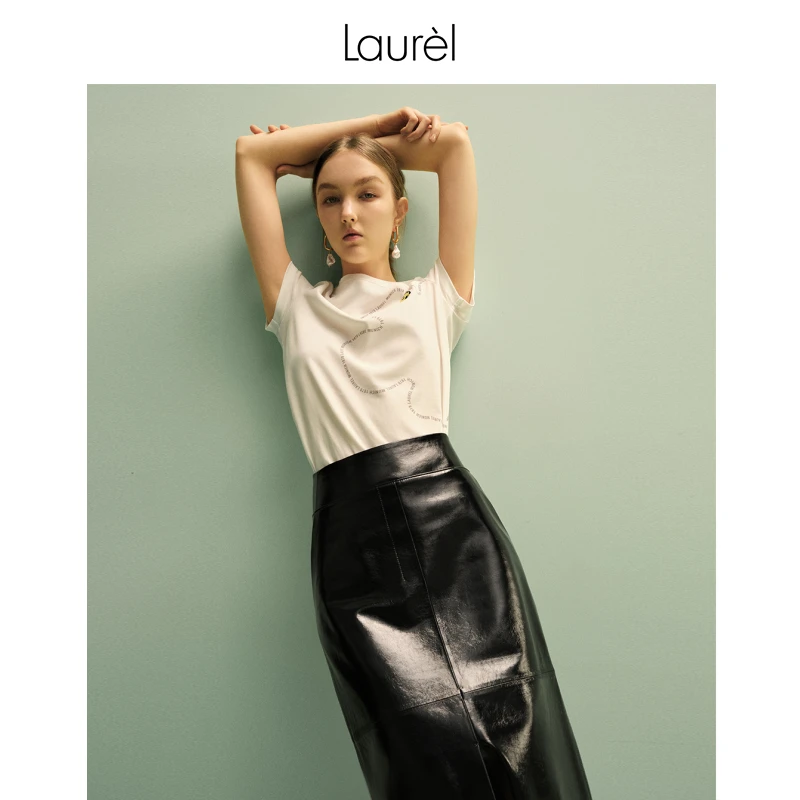 【丽公主专享】Laurel 新款经典高腰光感漆皮裙LWL343X01300