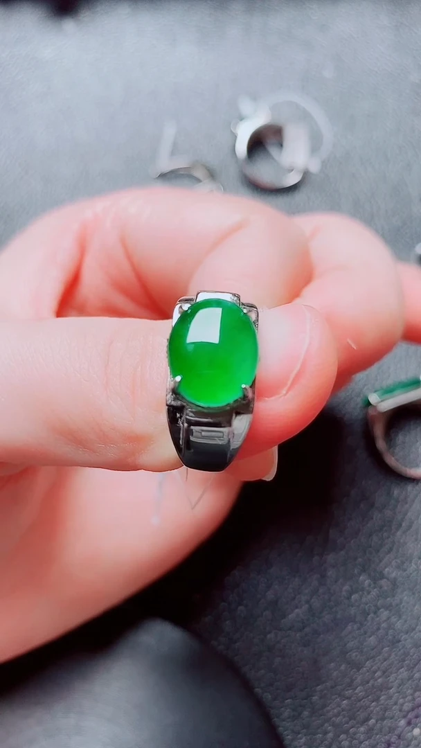 银S925镶嵌戒指翡翠翡翠