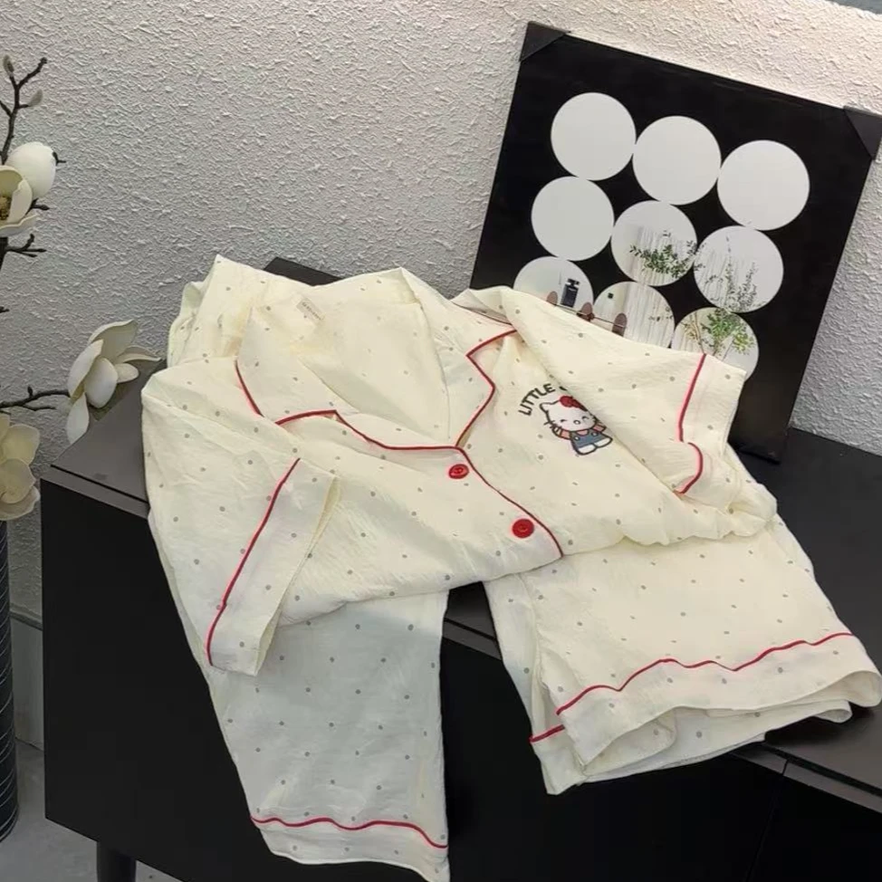 跳跳鱼童装 2025新款云朵棉三件套睡衣女款日系ins家居服夏279169