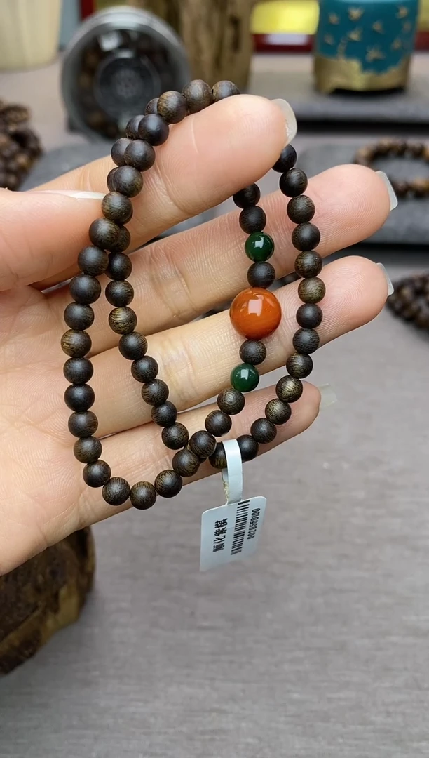 【闪购商品】沉香手串越南顺化紫棋糖结料0.5双圈沉水＋配饰