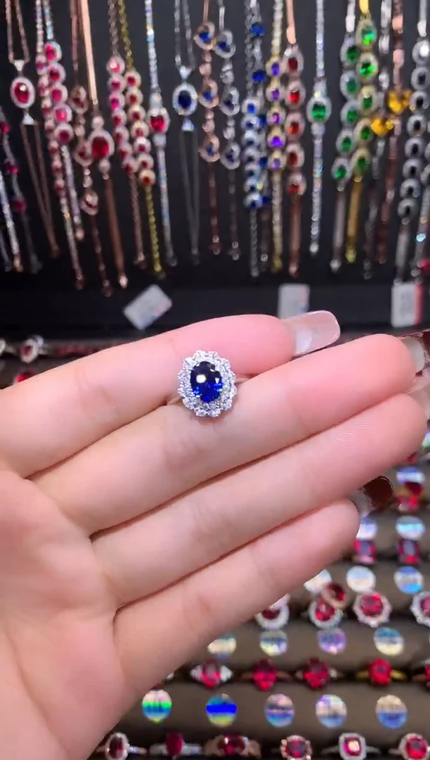 【闪购商品】蓝宝石戒指银S925镶嵌银色6.8