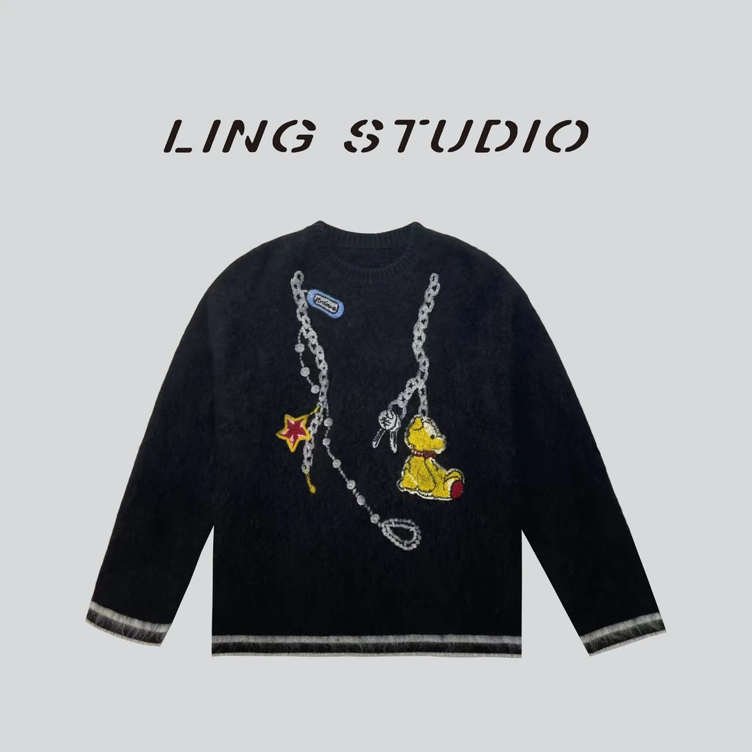LING/STUDIO『梦幻奇遇』重磅拉绒 绵羊毛卡通减龄套头毛衣5102105
