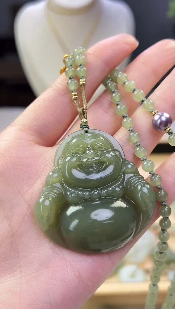 颈饰未镶嵌和田玉50mm全株连佛哦给