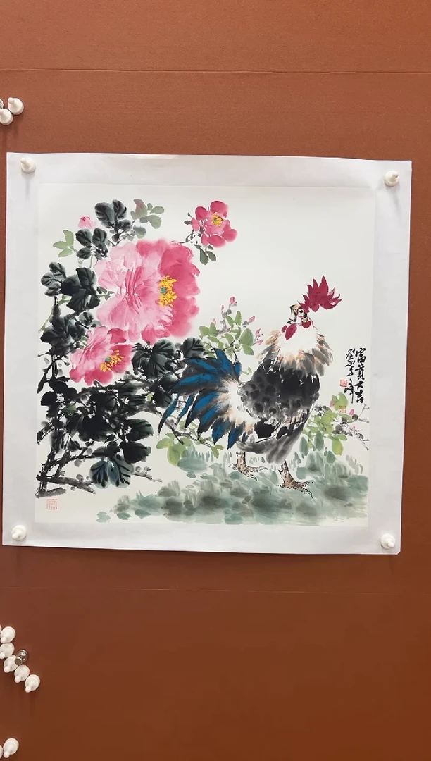 国画李文峰四尺斗方花鸟