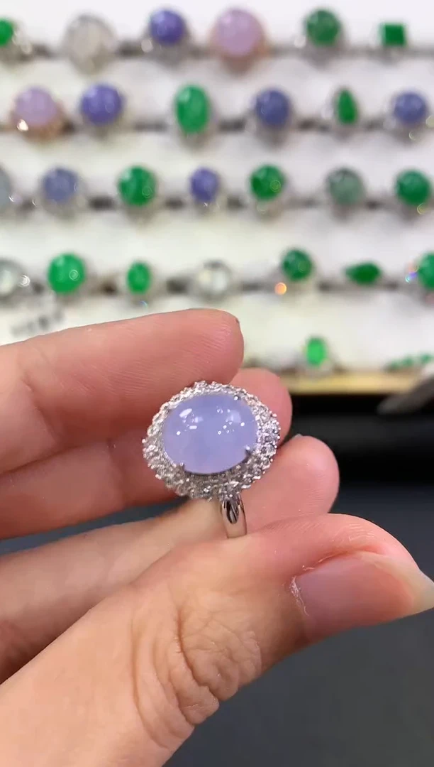 翡翠戒指18K金镶嵌B150  有色差