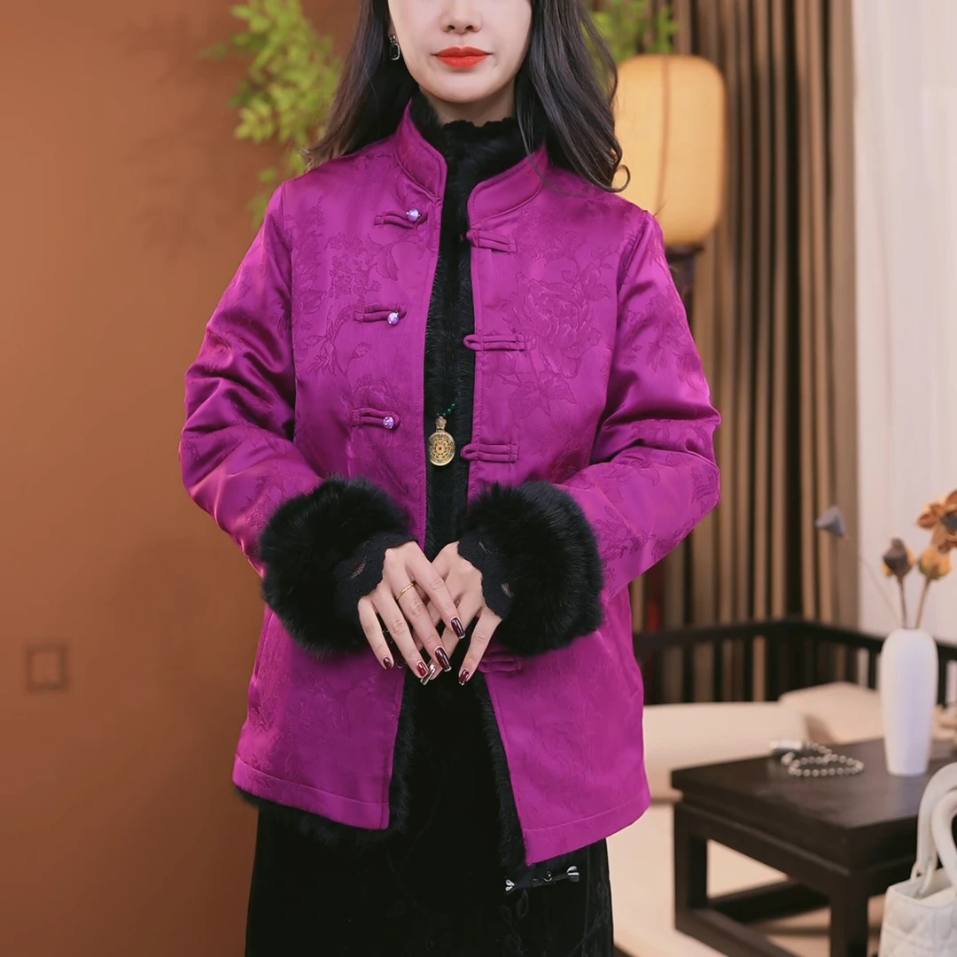 冬季新款国风皮毛一体外套双面双穿时尚保暖减龄外套女F056