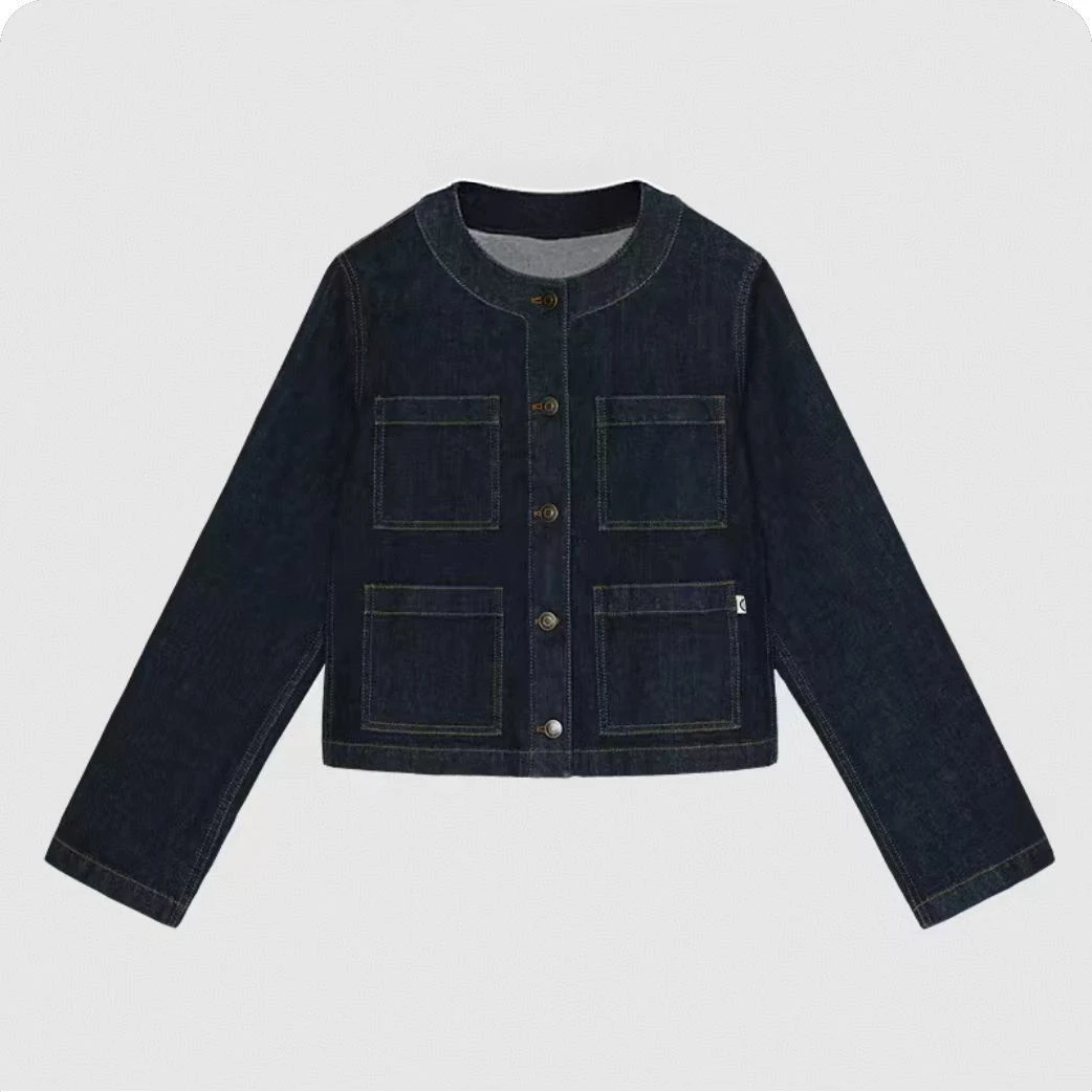 145【土壤牛仔】女装2024冬季新款棉弹牛仔夹克外套