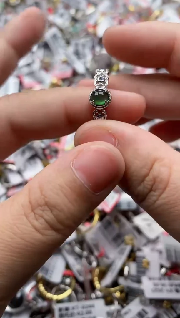 【闪购商品】翡翠戒指银S925镶嵌22222---9