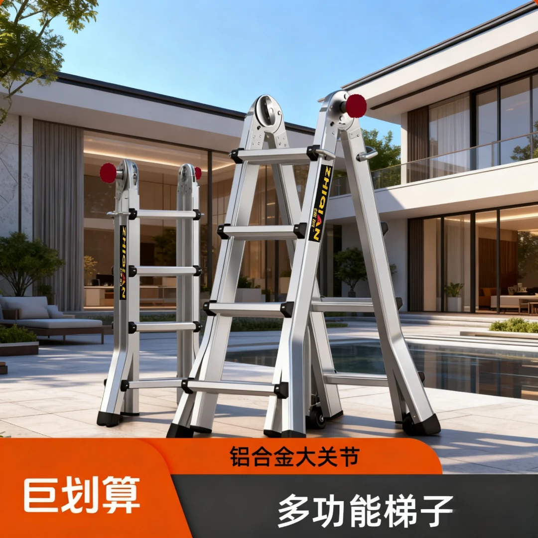 掷前工程梯子特厚家用多功能两用楼梯加厚铝合金小巨人字梯可伸缩