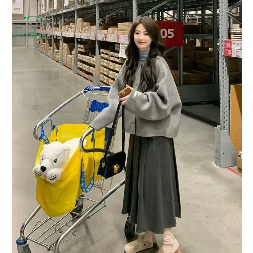 【专属】2025秋冬新款双面羊毛小个子短款宽松羊毛大衣