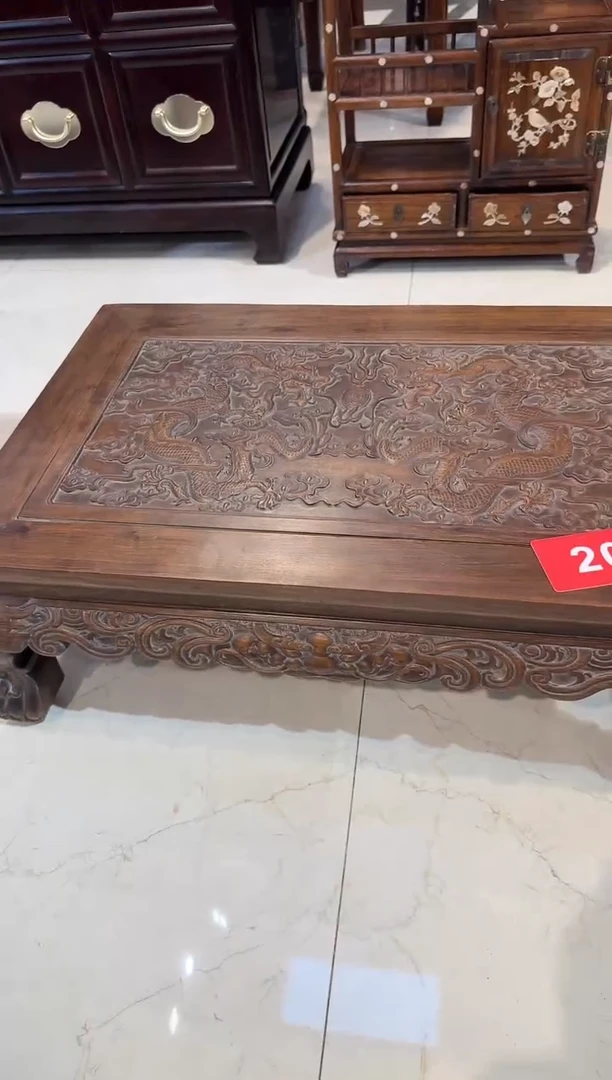 【闪购商品】木木艺黄花梨双龙戏珠雕刻炕桌1280.8888